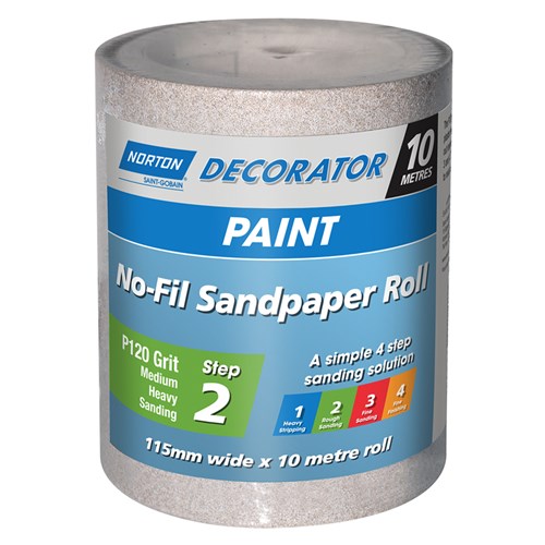 Norton No-Fil Sanding Roll for Paint 115mm x 10m